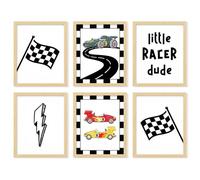 97 Decor Race Car Room Decor For Boys - 6 Pcs Vintage Car Wall Art Prints, Racing Cars Posters For Boys Room, Classic Cars Picture Rad Little Dude Nursery Decorations (8x10 Unframed)