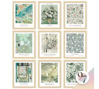 97 Decor Sage Green Wall Art Prints - 9pcs 8x10 Inch Unframed Abstract Boho Posters for Teen Girls Bedroom, Dorm Room, Living Room
