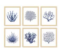 97 Decor Sea Coral Wall Decor - Coastal Coral Wall Art, Dark Blue Corals Prints, Navy Blue Wall Art Corals Pictures, Boho Ocean Artwork Coastal Poster for Home Bedroom Decorations (8x10 Unframed)