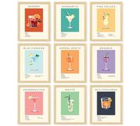 97 Decor Vintage Cocktail Poster - Bar Cart Accessories and Decor, Retro Cocktail Wall Art, Funky Drink Aesthetic Pictures, Colorful Preppy Bar Art Prints for College Dorm Apartment (8x10 UNFRAMED)