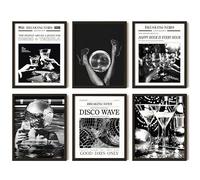97 Decor Vintage Disco Ball Poster - Black and White Wall Art, 70s Tequila Print, Trendy Newspaper Aesthetic Images, Retro Bar Cart Decorations, Funky Disco Decor