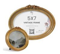 97 Decor Vintage Oval Picture Frame 5x7 - Gold Oval Frame 5x7, Elegant Ornate Frames 5 By 7, Antique Looking Picture Frames 5 X 7 With Glass Front For Tabletop And Wall Hanging, Victorian Wall Decor