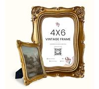 97 Decor Vintage Picture Frame 4x6- Gold 4x6 Picture Frame, Elegant Antique Frames 4 x 6 With Glass Front, Fancy Ornate Frame 4x 6 For Photo Display Tabletop And Wall Mounting
