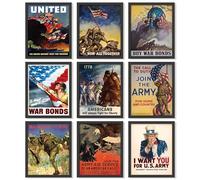 97 Decor Vintage WW2 Poster - Us History Posters for Classroom Decorations, World War 2 Propaganda Pictures, World War II Army Art Prints, WW2 Memorabilia Military Wall Decor for Men (8x10 Unframed)