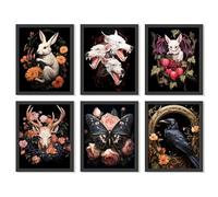 97 decor Whimsigoth Home - Animal Gothic Wall Art Prints, Dark Cottagecore Goth Aesthetic Pictures, Butterfly Rabbit Moth Moody Posters for Bedroom (8x10 Unframed)