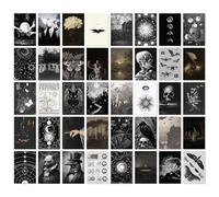 97 Decor Witchy Decor Aesthetic - 40 Pcs Gothic Wall Decor, Moody Spooky Home Decor, Goth Room Decor for Bedroom, Gothic Halloween Decor, Scary Creepy Wall Art Prints, Dark Witchy Wall Collage (4"x6")