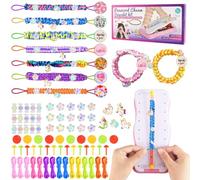 97 Pcs Friendship Bracelet Making kit, Scoobies Jewellery Making Kit Keyring Making Charm Bracelet Presents with Scoobies Strings Colorful Beads and Pendants for 8-14 Years Old Girls Kids