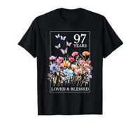 97 Years Loved Blessed Butterfly Flower Stamp 97th Birthday T-Shirt