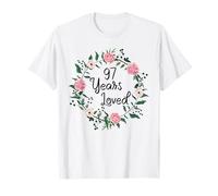 97 Years Loved Men Women Floral 97 Years Old 97th Birthday T-Shirt