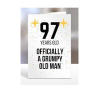 97 Years Old, Officially a Grumpy Old Man Card, Funny, Joke, Gift, 97th Happy Birthday, Presents for, Dad, Daddy, Grandad, Husband, Uncle, Him, Male, A5-164_69