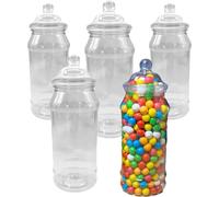 970ml Victorian Style Food Grade Plastic Sweet Jars - 5,10,15,20,25 Wedding, Party (5 Jars)