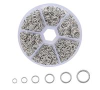 970Pcs Jump Rings Kit Sliver Stainless Steel Split Rings 6 Size Jewellery Making Supplies Open Jump Rings Connector for Bracelet Keyring Kings Earring Charms Repair（4mm 5mm 6mm 7mm 8mm 10mm）