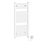 Warmehaus Electric Heated Towel Rail 500W Prefilled White Bathroom Ladder Radiator Straight 970x450mm