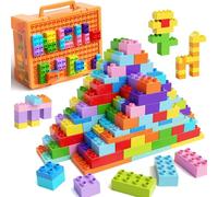 97pcs Large Building Blocks Set for Toddlers: 12 Colours and 8 Shapes | Classic Big Building Bricks Compatible with Major Brands, STEM Construction Toys with Storage Box for Kids Aged 3-6