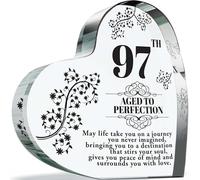 97th Birthday Acrylic Heart Plaque for Women and Men, Aged to Perfection