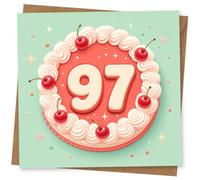 97th Birthday Card for Her, C Ry Cake, Whipped Icing Swirls
