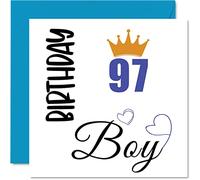 97th Birthday Card for Men - Birthday Boy - Cards for 97 Year Old Man Great Grandad Grandpa Step Dad Uncle, 145mm Bday Greeting Cards Gift