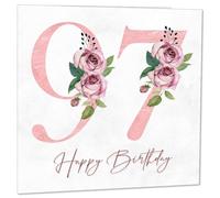 97th Birthday Card for Women - Floral 97th Birthday Cards for 97 year old woman Ninety Seven Ninety Seventh Ladies Nan Grandma Mum Aunt Sister Mom Friend