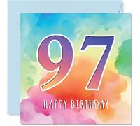 97th Birthday Cards for Women and Men, Colourful Watercolour Age