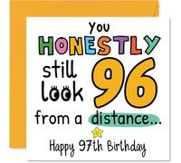 97th Birthday Cards for Men Women - From a Distance - Happy Birthday Card for 97 Year Old Man Woman Nanny Nan Auntie Grandad, 145mm Bday Greeting Cards