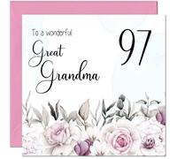 97th Great Grandma Birthday Card - Floral Elegant Birthday Card for 97 Year old Ninety Seven Ninety Seventh