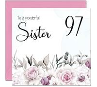 97th Sister's Birthday Card for Sister Floral Elegant Birthday Card for 97 Year old Ninety Seven Ninety Seventh
