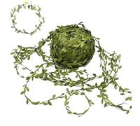 98.4 Ft Artificial Leaf Ribbon, Green Leaves Trim for Crafts, Greenery Vine String for Wedding, Baby Shower, Party, DIY Crafts, Wreaths and Home Décor, Foliage Rattan