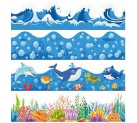98.4 Ft Ocean Bulletin Board Borders Under The Sea Classroom Borders Sea Animal Board Decor Back to School Scalloped Bulletin Trim for School Classroom Wall Window Whiteboard Decorations