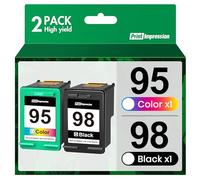 98/95 Ink Cartridges Combo Pack Compatible Replacement for HP Ink 95 98 for Officejet 100 150 H470 6310 PhotoSmart C4180 C4580 C4150 2575 8050 Deskjet 5940 (Black, Tri-Color,2 Pack)