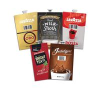 98 FLAVIA LAVAZZA ESSENTIAL SELECTION DRINKS SACHETS ORO. REAL MILK FROTH. ROSSA. ENGLISH BREAKFAST TEA. HOT CHOCOLATE