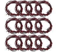 98 Foot Fake Rusted Barbed Wire Decoration 12 Pcs Plastic Barb Wire Easy to Bend Outdoor Garden Security Fence Fencing Anti-Cat Fox Bird Deterrent Spikes Roll Cowboy Western Party Decor (Rust Red)