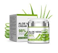 98% Organic Aloe Vera Cream, Aloe Vera Moisturiser for Face & Body, For Sunburn, After Sun Care, Dryness, Sensitivity and Redness, Hydrating Soothing Refreshing 50ml