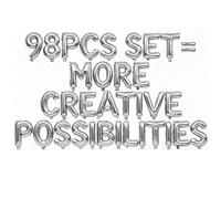 98 Pcs Silver Letter Balloons, Custom 3 Set A-Z Set for Personalizing Names & Phrases Party Supplies Banners - with 1 Set AEOLMPRST 20Pcs for Wedding/Birthdays/Annivs/Grads Party Banner Custom Phrase