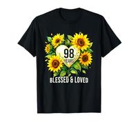 98 Years Blessed Loved Sunflower Flower Heart 98th Birthday T-Shirt