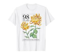 98 Years Loved and Blessed Floral Flower Stamp 98th Birthday T-Shirt
