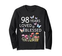 98 Years Loved Blessed Flower Butterfly Women 98th Birthday Long Sleeve T-Shirt
