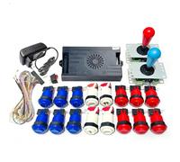 9800 in 1 Pandora Saga DX Special Version Arcade Board DIY KIT Up to 4 Players Support 3D Games Joystick Buttons Harness Cable (Red Blue)