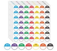 980PCS Days of The Week Stickers Food Labels Stickers with Easy to Write Surface Circular Date Kitchen Labels Easy Peel Off