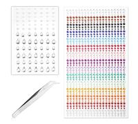 984pcs Rainbow Rhinestone Stickers, Self Adhesive Rhinestones with Tweezers Hair Pearls Jewels Face Diamonds Stick on Colorful Gem Rhinestone Embellishment Stickers for Crafts Body Eyes Nails