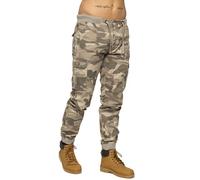 989Zé ENZO EZ409 Mens Camouflage Combat Joggers Military Trousers Cargo Camo Work Casual Cotton Pants (32, Beige)