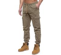 989Zé ENZO Mens Cargo Combat Jeans Elasticated Waist Cuffed Trousers Joggers EZ427 Beige 40