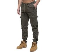989Zé ENZO Mens Cargo Combat Jeans Elasticated Waist Cuffed Trousers Joggers EZ427 Khaki 30