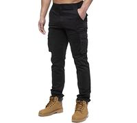 989Zé ENZO Mens Cargo Combat Pants Straight Leg Regular Fit Chino Trousers EZ425 BLK 38W / 34L