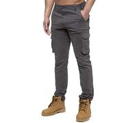 989Zé ENZO Mens Cargo Combat Pants Straight Leg Regular Fit Chino Trousers EZ425 Grey 36W / 30L
