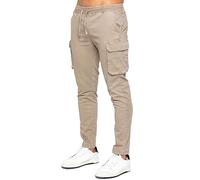 989Zé ENZO Mens Cargo Jeans Elasticated Trousers Casual Cotton Regular Fit Combat Pants EZ612 Trouser Beige L
