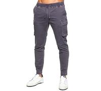 989Zé ENZO Mens Cargo Jeans Elasticated Trousers Casual Cotton Regular Fit Combat Pants EZ612 Trouser Grey L