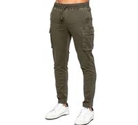 989Zé ENZO Mens Cargo Jeans Elasticated Trousers Casual Cotton Regular Fit Combat Pants EZ612 Trouser Khaki L