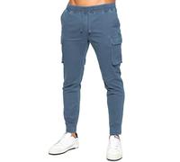 989Zé ENZO Mens Cargo Jeans Elasticated Trousers Casual Cotton Regular Fit Combat Pants (UK, Alpha, S, Regular, Regular, Steel Blue)