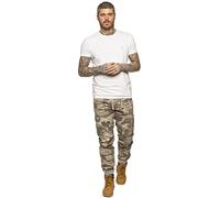 989Zé ENZO Mens Cargo Trousers Elasticated Waist Camo Combat Pants Military Joggers EZ409 Beige 36W / 32L