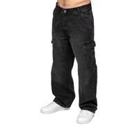989Zé ENZO Mens Cargo Wide Leg Jeans Casual Cotton Denim Pants with Pockets